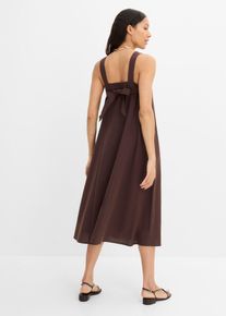 bonprix Maxikleid aus Leinenmix mit Bindedetail hinten, braun, Gr.40, Maxikleid mit Bindedetails am R&uuml;cken und eckigem Ausschnitt, aus Leinen,Viskose