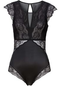 bonprix Body ohne B&uuml;gel mit zarter Spitze, schwarz, Gr.40/42 (M), Edler Body mit Spitze