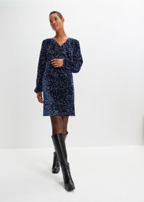 bonprix Paillettenkleid, schwarz, Gr.36/38 (S), Feminines Pailletten-Kleid in Wickeloptik, aus Samt