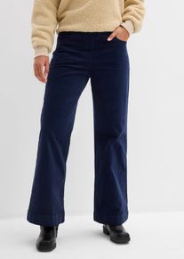 bonprix Weite Stretch-Cordhose High-Waist, blau, Gr.48, Modische Marlene Hose aus Cord mit Bequembund f&uuml;r mehr Bewegungsfreiheit, aus Cord