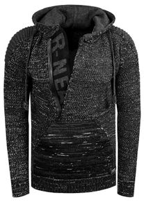 Rusty Neal 1/2 Zip Grobstrick Kontrast Kapuzen-Pullover