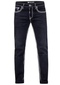 Rusty Neal Jeans Hose "LEVIN" in Black Used mit Wei&szlig;er Kontrastnaht
