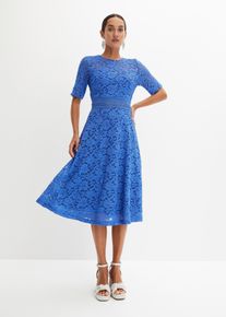 bonprix Spitzenkleid mit H&auml;keleinsatz, blau, Gr.48/50 (XL), Romantisch und feminin: Midikleid aus Spitze mit H&auml;keleinsatz in der Taille