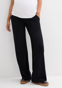 bonprix Weiche Umstandshose aus bequemen Punto di Roma weites Bein, schwarz, Gr.56/58 (3XL), Bequeme Hose f&uuml;r die Schwangerschaft mit Taschen