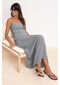 Kariertes, &auml;rmelloses Maxikleid f&uuml;r Damen in A-Linie, l&auml;ssig/alltagstauglich