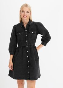 bonprix Jeanskleid, schwarz, Gr.52, modisches Jeanskleid mit Knopfleiste vorne, 82% Baumwolle
