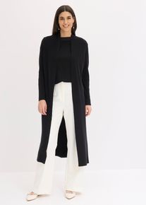 bonprix Longstrickjacke mit Viskose, schwarz, Gr.56/58 (3XL), elegante Longstrickjacke