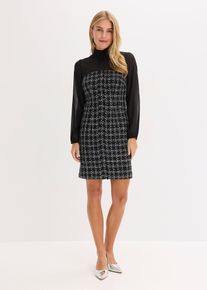 bonprix Minikleid aus Boucl&eacute; mit Chiffon &Auml;rmeln, schwarz, Gr.36, Stylisches Kleid mit toller Passform