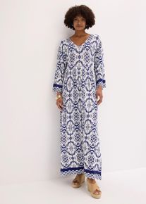 bonprix Maxikleid aus softem Viskose-Mix, wei&szlig;, Gr.32/34 (XS), bedrucktes Maxikleid aus softem Viskose-Mix, aus Viskose