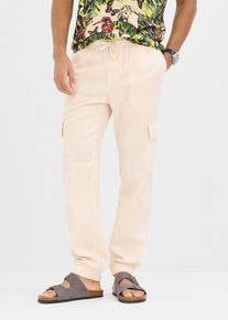 bonprix Cargo-Joggpants aus k&uuml;hlendem Leinen-Mix, beige, Gr.50, Coole Joggpants in klassischem Schnitt mit elastischem Bund, praktischen Taschen und l&auml;ssigem Look, aus Leinen