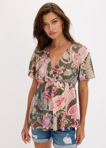 bonprix Bluse aus flie&szlig;ender Viskose, gr&uuml;n, Gr.46, Stylische Bluse mit toller Passform