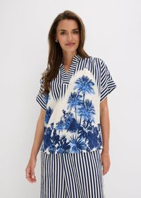 bonprix Tunikabluse aus flie&szlig;endem Viskose-Mix, blau, Gr.46, sommerliche Tunikabluse aus flie&szlig;endem Viskose-Mix mit modischem Print