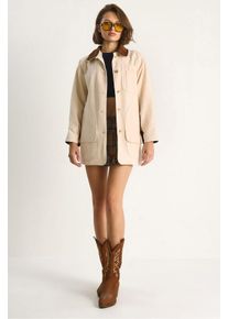 Gabardinejacke mit Kragen aus Kunstwildleder