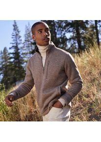 LANDS' END Fleecepullover in Troyerform, Herren,  Beige, Polyester, by Lands' End