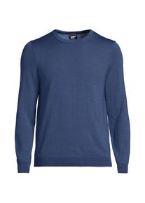LANDS' END Merino-Pullover mit Rundhalsausschnitt, Herren,  Blau, by Lands' End