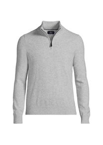 LANDS' END Kaschmir-Pullover mit Rei&szlig;verschluss, Herren,  Grau, Kaschmir, by Lands' End