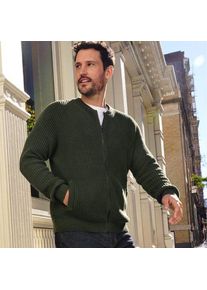 LANDS' END Gestrickter Bomber-Cardigan DRIFTER, Herren,  Blau, Baumwolle, by Lands' End