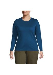 LANDS' END Supima-Shirt, Langarm, Damen,  Blau, Baumwolle, by Lands' End
