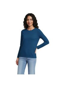 LANDS' END Supima-Shirt, Langarm, Damen,  Blau, Baumwolle, by Lands' End