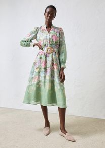 bonprix Midikleid aus Ramie (2 tlg.Set mit G&uuml;rtel), gr&uuml;n, Gr.46, romatisches Midikleid aus Ramie mit passendem G&uuml;rtel