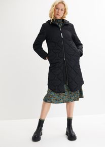 bonprix Steppmantel aus recyceltem Polyester, schwarz, Gr.50, Sch&ouml;ne Steppjacke mit Kapuze und 2 Wege Rei&szlig;verschluss