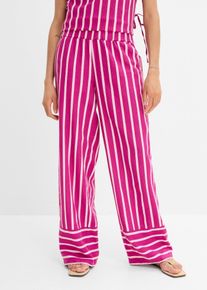bonprix Gestreifte Schlupfhose, pink, Gr.42, L&auml;ssige Schlupfhose aus Leinen-Mix, aus Viskose