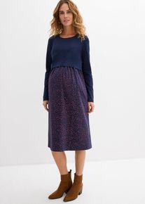 bonprix 3-in-1 Set aus Umstands-Stillkleid + Shirt aus Bio-Baumwolle (2-tlg. Set), blau, Gr.48/50 (XL), 2-teiliges Umstands- und Stillkleid mit lang&auml;rmeligem Shirt, 95% Baumwolle (organic)