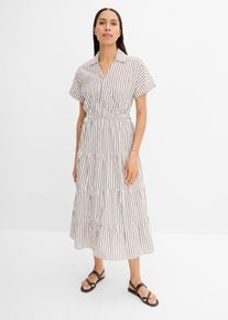 bonprix Wickelkleid aus reiner Baumwolle, braun, Gr.38, Wickelkleid mit Gummibund an der Taille, 100% Baumwolle