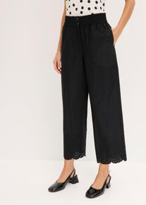 bonprix Culotte aus reiner Baumwolle, schwarz, Gr.50, Culotte mit Lochstickerei aus reiner Baumwolle, 100% Baumwolle (organic)
