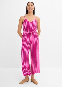 bonprix Jumpsuit aus strukturierter Viskose, pink, Gr.52, sommerlicher Jumpsuit aus strukturierter Viskose mit Bindeband in der Taille, aus Viskose