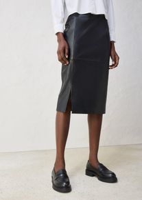 bonprix Lederrock aus Lammnappa, schwarz, Gr.44, Moderner Lederrock in figurumspielender Form, mit eleganten Schlitz vorne, aus Nappaleder