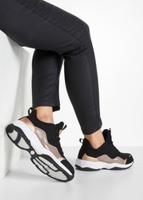 bonprix Chunky Sneaker, schwarz, Gr.41, L&auml;ssiger Chunky Sneaker mit Materialmix, aus Vegan