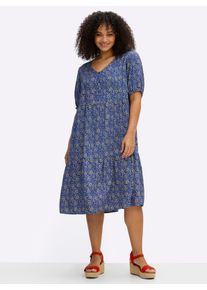 sheego Gro&szlig;e Gr&ouml;&szlig;en Tunikakleid mit Blumenmuster, royalblau-sesam, Gr&ouml;&szlig;e 50 - Damen