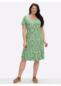 sheego Gro&szlig;e Gr&ouml;&szlig;en Jerseykleid im floralen Muster, apfel-ecru-bedruckt, Gr&ouml;&szlig;e 46 - Damen