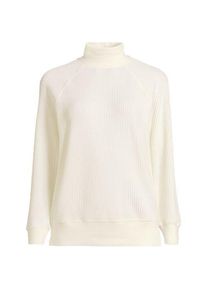 LANDS' END Stehbund-Shirt aus Waffeljersey, Damen,  Wei&szlig;, Baumwoll-Mischung/Polyester-Mischung, by Lands' End