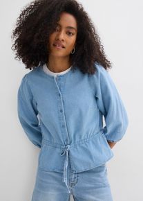 bonprix Jeansbluse mit Puff&auml;rmeln Baumwolle, blau, Gr.38, Jeansbluse mit Puff&auml;rmeln, Baumwolle, aus 100% Baumwolle