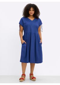 sheego Gro&szlig;e Gr&ouml;&szlig;en Jerseykleid mit Bl&uuml;tenstickereien, royalblau, Gr&ouml;&szlig;e 52 - Damen