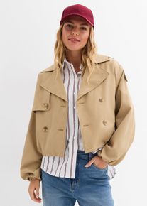 bonprix Kurze Trenchjacke, braun, Gr.48, Kurze Trenchjacke mit elastisch gerafften Blouson-Saum