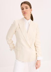 bonprix Blazer mit Lyocell im Crinklelook, beige, Gr.46, eleganter Blazer mit Lyocell im Crinklelook
