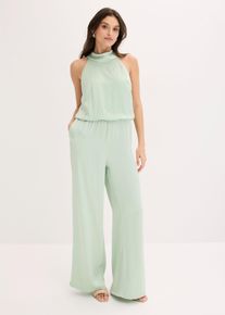 bonprix Overall aus strukturiertem Satin, gr&uuml;n, Gr.44, Modern und feminin: Neckholder-Overall aus strukturiertem Satin im Boxy-Shape und leicht ausgestellt