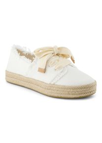 Toms Shoes TOMS Carolina Lace Up Baumwolle Damen Wei&szlig;e Espadrilles Am Strand