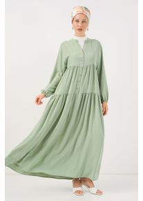 V-Ausschnitt Knopfverschluss L&auml;ssiges Maxi-Kleid