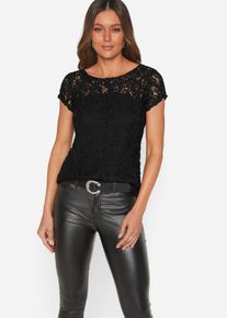 bonprix Spitzen-Blusenshirt, schwarz, Gr.38, Geschmackvolles Spitzenblusenshirt