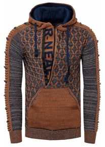 Rusty Neal 1/2 Zip Kontrast Grobstrick Kapuzen-Pullover