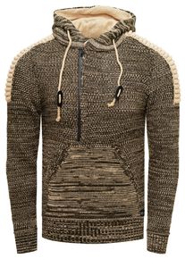Rusty Neal 1/2 Zip Grobstrick Kontrast Kapuzen-Pullover