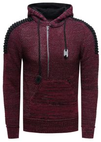 Rusty Neal 1/2 Zip Grobstrick Kontrast Kapuzen-Pullover