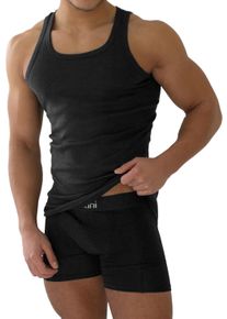 Normani 4 St&uuml;ck Herren-Unterhemd Feinripp Schwarz