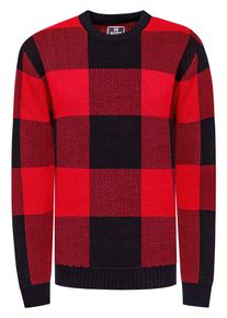 Rusty Neal Schwerer Karo Kontrast Grobstrick Pullover