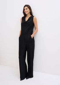 bonprix Jumpsuit mit Glitzerelementen, schwarz, Gr.48/50 (XL), edler Jumpsuit mit Glitzerelementen