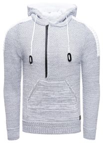 Rusty Neal 1/2 Zip Grobstrick Kontrast Kapuzen-Pullover